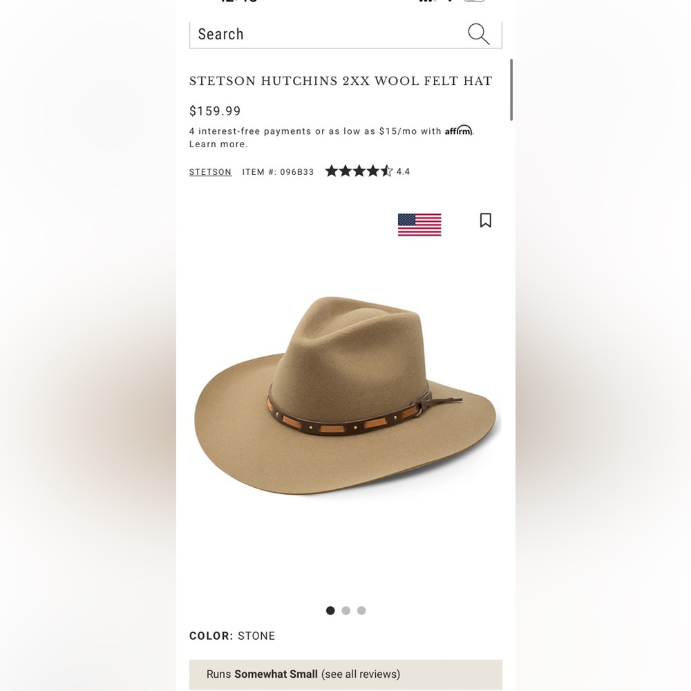 Stetson Hutchins Stone Western Hat